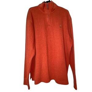 Polo Ralph Lauren Sweater Men XL Orange Long Sleeve Pullover 1/4 Zipper‎ Cotton